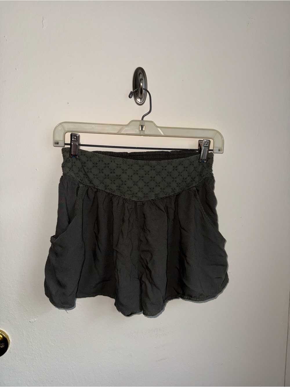 American Eagle Outfitters Olive Green Crochet Waist Flowy Short